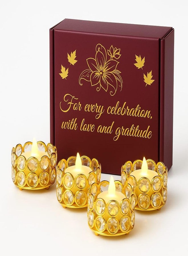 CentraLit علبة هدايا سنتراليت، حامل شموع كريستالي، حامل شموع صغيرة لتزيين المنزل، أضواء زينة ديوالي، قطع مركزية لتزيين طاولات حفلات الزفاف والمنزل (علبة هدايا واحدة) - Image 1